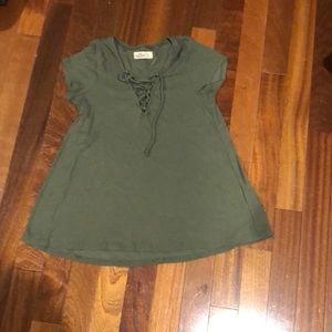 green Hollister tie up shirt